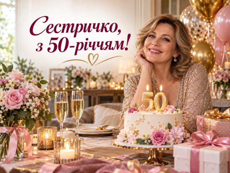Щирі привітання сестрі з ювілеєм 50 років своїми словами — і тост на 50 років жінці: сестрі, подрузі, мамі