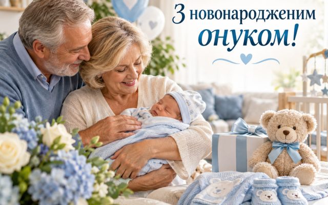 Найкращі привітання з народженням онука — з новонародженим онуком бабусі, дідусю, батькам, короткі