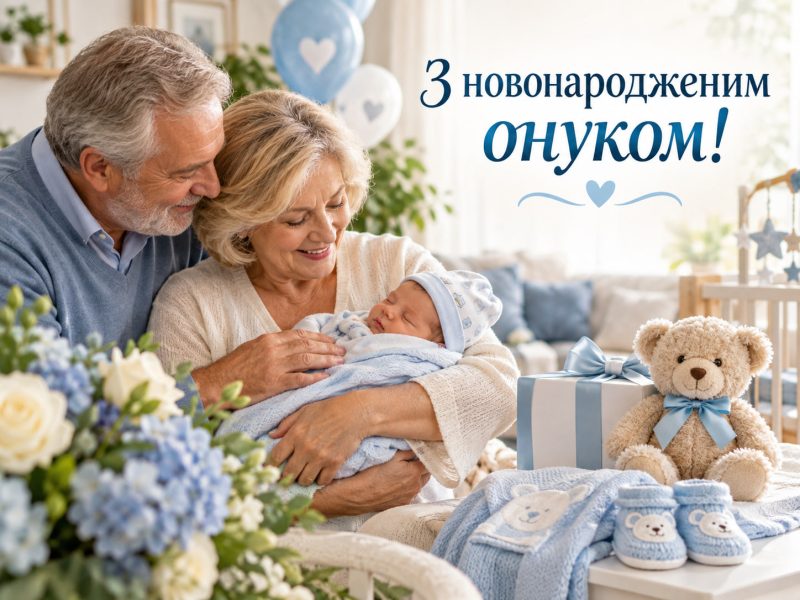 Найкращі привітання з народженням онука — з новонародженим онуком бабусі, дідусю, батькам, короткі