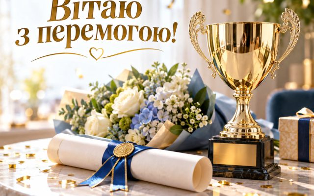 Вітаю з перемогою у конкурсі — щирі привітання з перемогою українською мовою, картинки, листівка