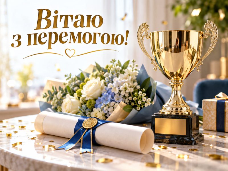 Вітаю з перемогою у конкурсі — щирі привітання з перемогою українською мовою, картинки, листівка