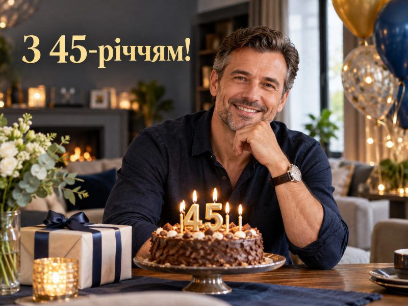 Красиві привітання з 45-річчям чоловіку своїми словами — брату, двоюрідному брату, другу, оригінальні, у віршах