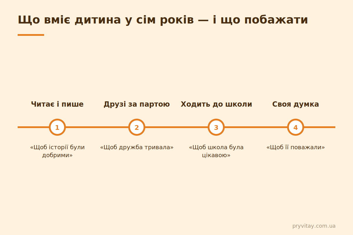 7 років: перший школяр — що побажати