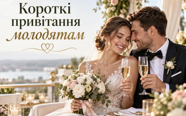 Короткі привітання молодятам українською мовою — побажання молодим на весілля, що побажати молодятам