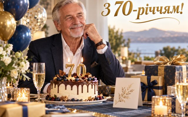 Гарні привітання з 70-річчям мужчині — з ювілеєм 70 років чоловіку, татові, дідусю, другу, тестю, брату