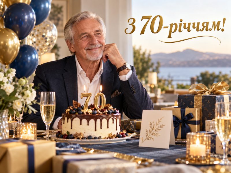 Гарні привітання з 70-річчям мужчині — з ювілеєм 70 років чоловіку, татові, дідусю, другу, тестю, брату