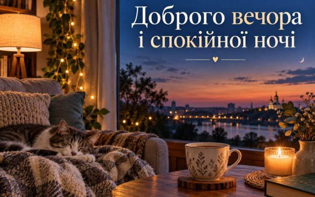 Побажання доброго вечора і спокійної ночі у прозі українською — затишного, гарного спокійного вечора