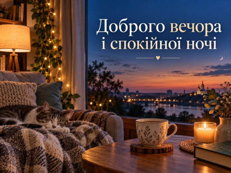 Побажання доброго вечора і спокійної ночі у прозі українською — затишного, гарного спокійного вечора