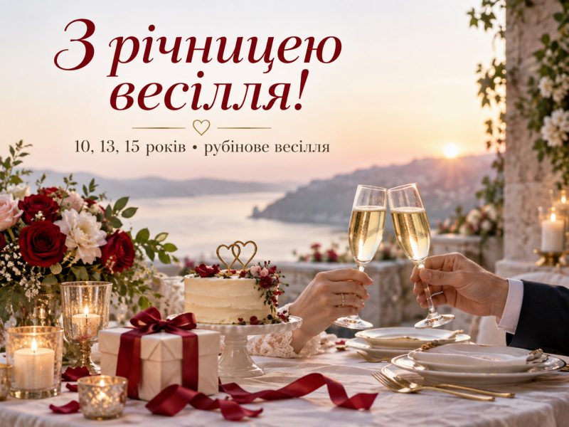 Кращі привітання з річницею весілля своїми словами у прозі — 10, 13, 15 років, з рубіновим весіллям