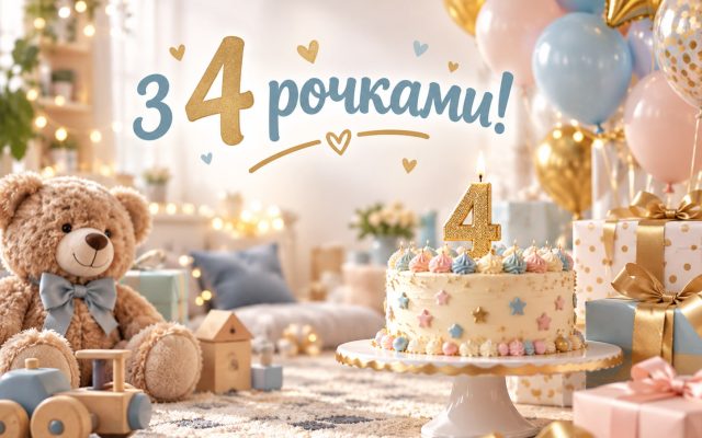 Кращі привітання з днем народження дитині 4 роки — хлопчику і дівчинці у прозі українською, з 4 рочками