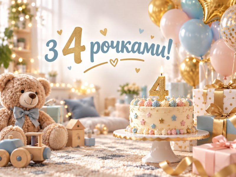 Кращі привітання з днем народження дитині 4 роки — хлопчику і дівчинці у прозі українською, з 4 рочками