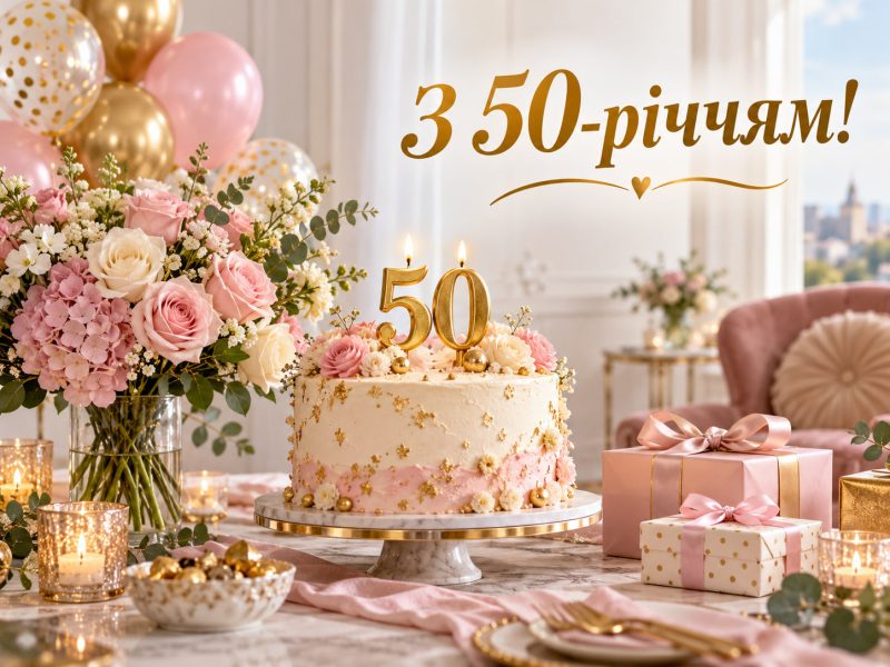 Найкращі привітання з 50-річчям жінці українською мовою — з ювілеєм 50 років подрузі, мамі, колезі, картинки, торт
