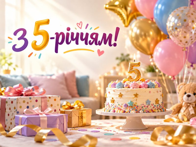 Гарні привітання з днем народження дитині 5 років — хлопчику і дівчинці, короткі, для картинки