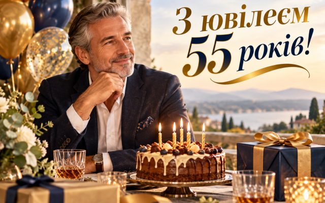 Щирі привітання з 55-річчям своїми словами у прозі — з ювілеєм 55 років жінці, чоловіку, мамі, подрузі, кумі