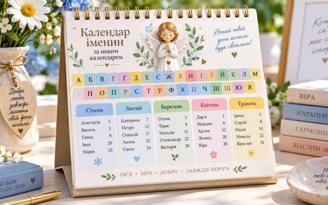 Календар іменин за новим календарем: коли день ангела за іменами (усі імена від А до Я). Повний довідник на pryvitay.com.ua/.