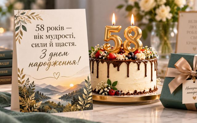 Привітання з 58-річчям: з днем народження 58 років жінці й чоловіку своїми словами — до сліз, короткі, для картинки
