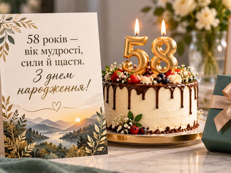 Привітання з 58-річчям: з днем народження 58 років жінці й чоловіку своїми словами — до сліз, короткі, для картинки