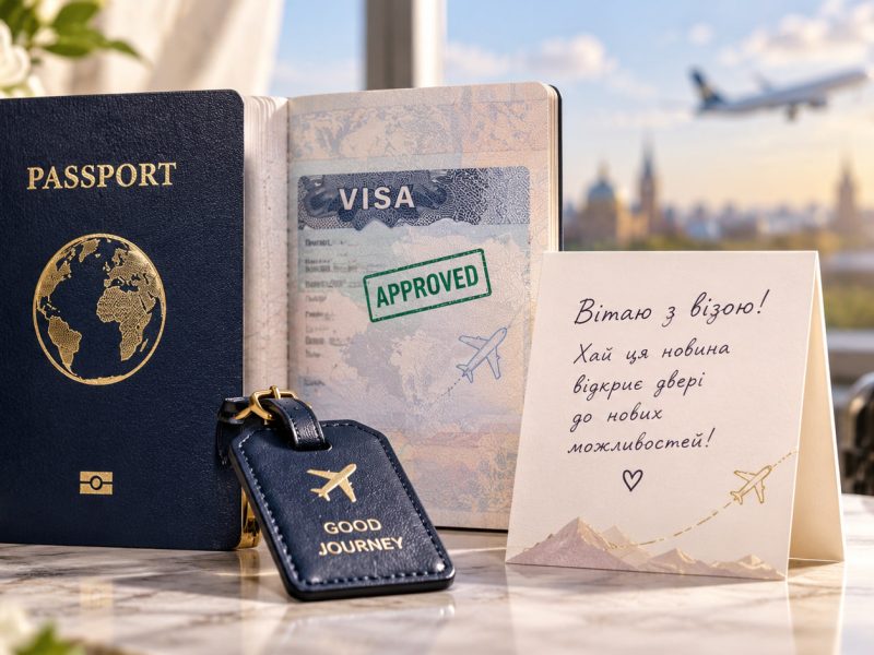 Привітання з отриманням візи — своїми словами, короткі, у прозі, для листівки