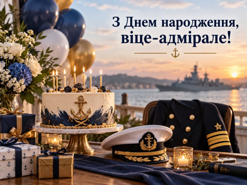 Привітання з днем народження віце-адміралу — від побратимів, від родини, з присвоєнням звання, короткі