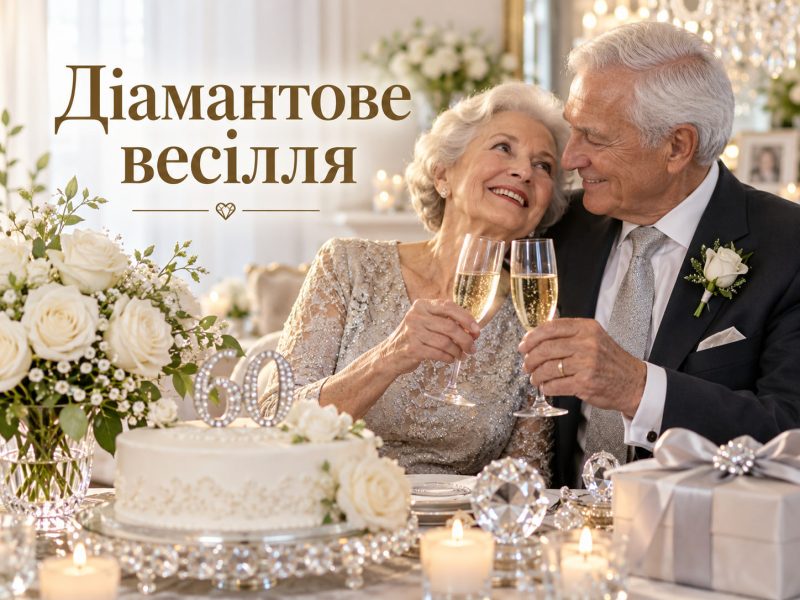 60 років весілля — діамантове весілля: привітання з 60-ю річницею своїми словами, що дарувати