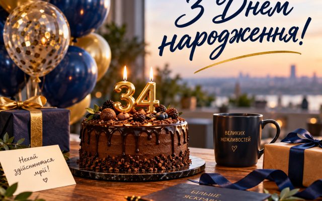 Привітання з 34-річчям: з днем народження 34 років жінці й чоловіку своїми словами — до сліз, короткі, для картинки