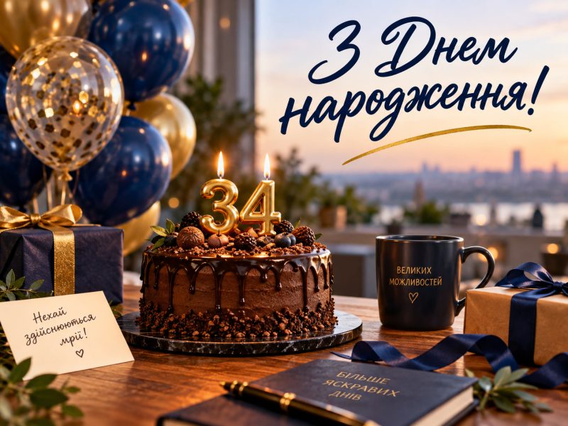 Привітання з 34-річчям: з днем народження 34 років жінці й чоловіку своїми словами — до сліз, короткі, для картинки