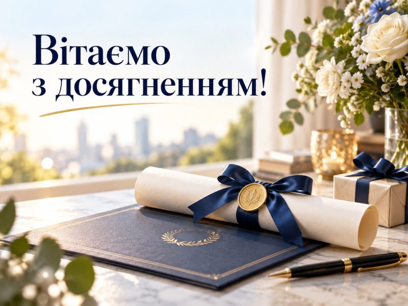 Привітання з отриманням посвідчення (диплому, сертифіката) — своїми словами, короткі, у прозі, для листівки