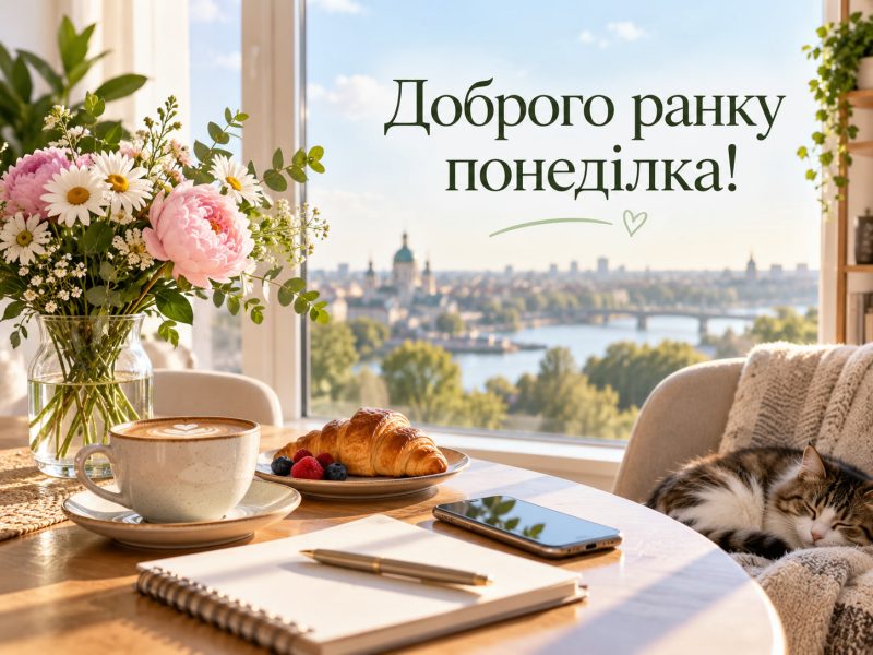 Побажання «доброго ранку понеділка» — своїми словами, короткі, для СМС і картинки