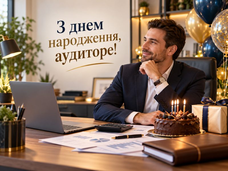 Привітання з днем народження аудитору — своїми словами, від колег, з професійним святом, короткі для листівки