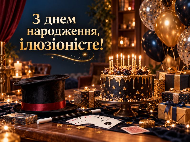 Привітання з днем народження ілюзіоністу — своїми словами, від колег, з професійним святом, короткі для листівки