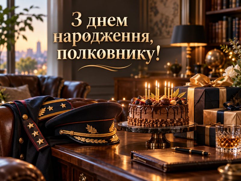 Привітання з днем народження полковнику — від побратимів, від родини, з присвоєнням звання, короткі