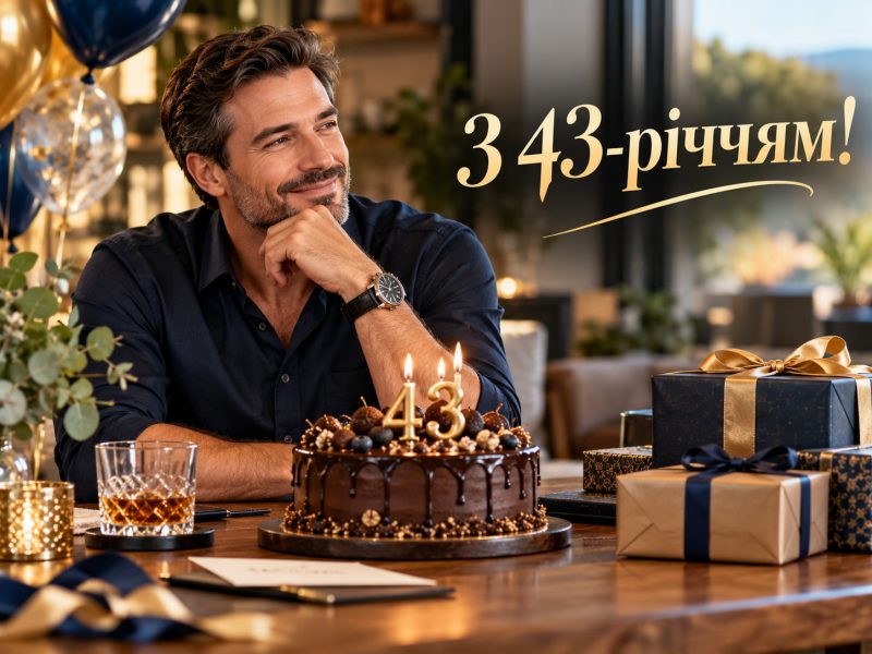 Привітання з 43-річчям: з днем народження 43 років жінці й чоловіку своїми словами — до сліз, короткі, для картинки