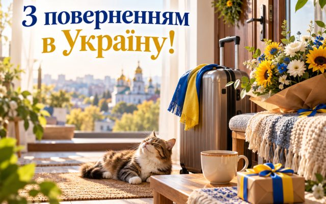 Привітання з поверненням в Україну — своїми словами, короткі, у прозі, для листівки