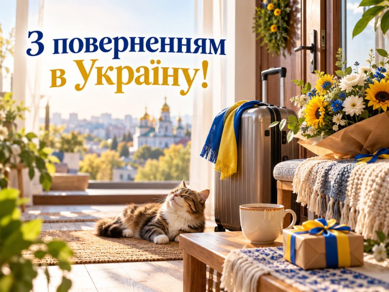 Привітання з поверненням в Україну — своїми словами, короткі, у прозі, для листівки