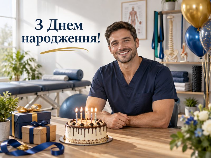 Привітання з днем народження фізіотерапевту — своїми словами, від колег, з професійним святом, короткі для листівки