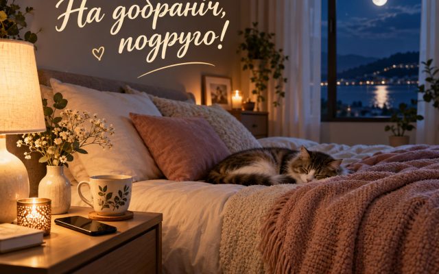 Побажання «побажання на добраніч подрузі» — своїми словами, короткі, для СМС і картинки