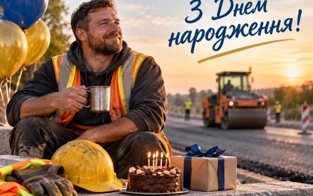 Привітання з днем народження асфальтувальнику — своїми словами, від колег, з професійним святом, короткі для листівки