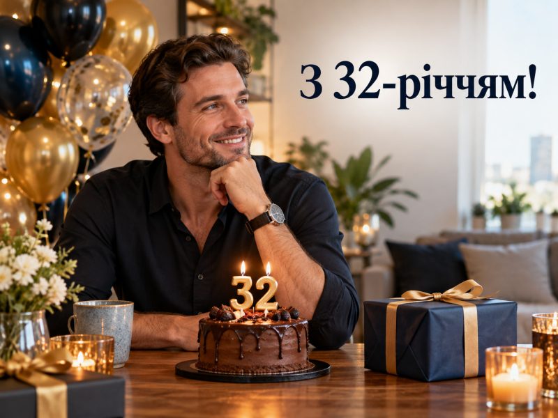 Привітання з 32-річчям: з днем народження 32 років жінці й чоловіку своїми словами — до сліз, короткі, для картинки
