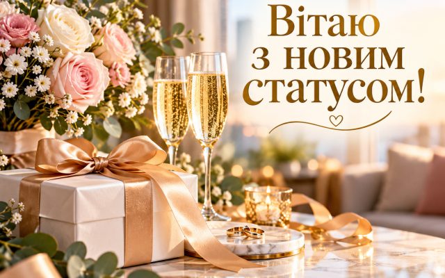 Привітання з новим статусом (шлюб, посада) — своїми словами, короткі, у прозі, для листівки