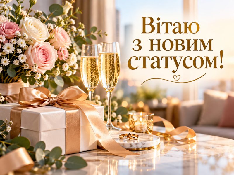 Привітання з новим статусом (шлюб, посада) — своїми словами, короткі, у прозі, для листівки