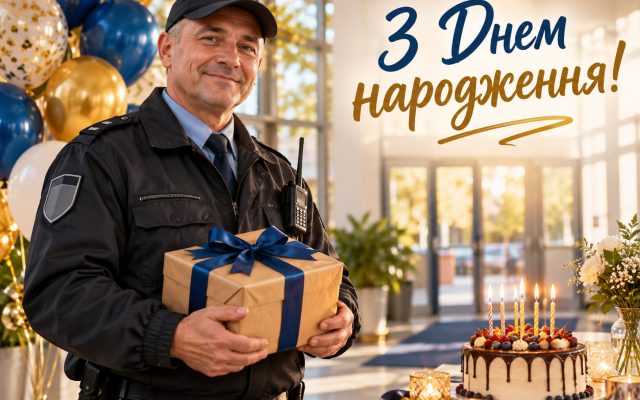 Привітання з днем народження охоронцю школи — своїми словами, від колег, з професійним святом, короткі для листівки