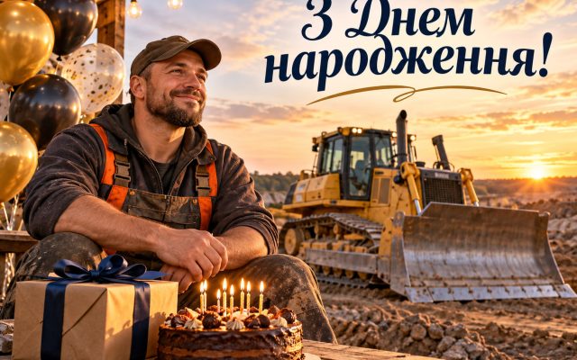 Привітання з днем народження бульдозеристу — своїми словами, від колег, з професійним святом, короткі для листівки