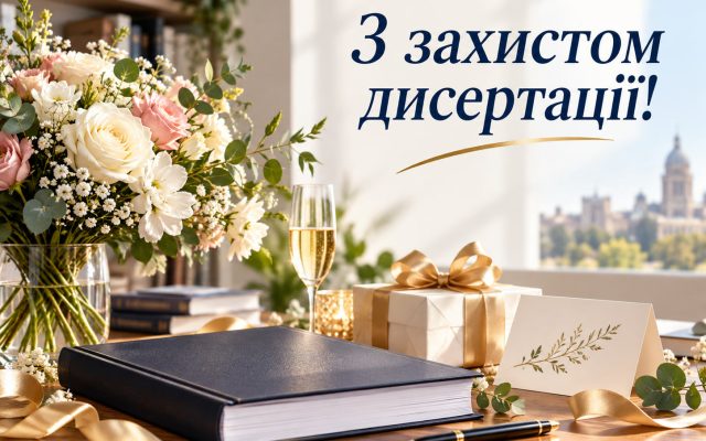 Привітання з захистом дисертації — своїми словами, короткі, у прозі, для листівки