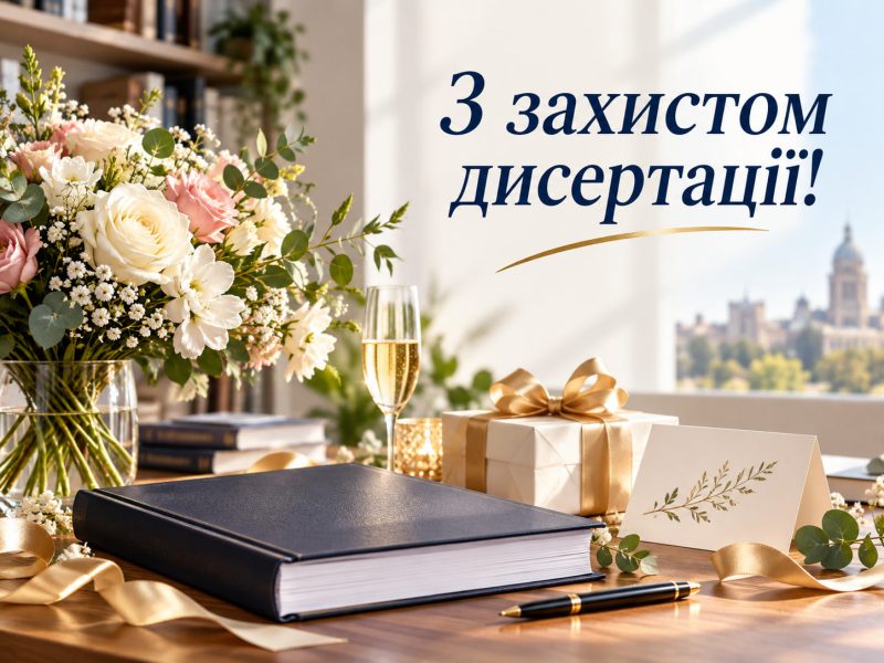 Привітання з захистом дисертації — своїми словами, короткі, у прозі, для листівки