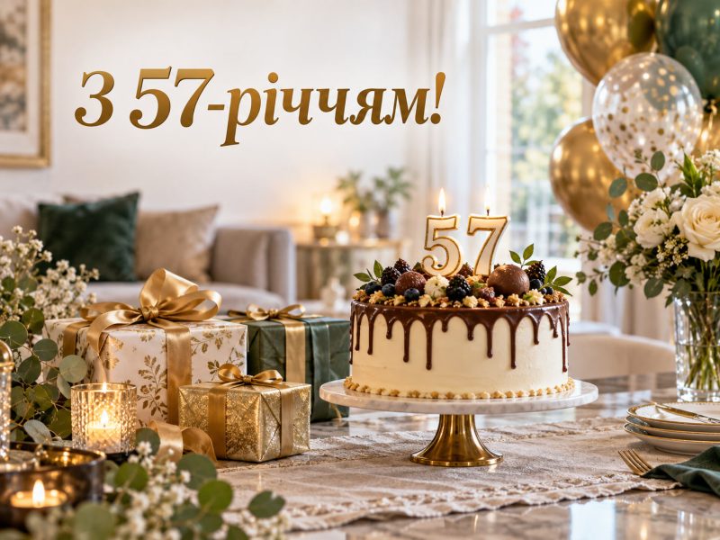 Привітання з 57-річчям: з днем народження 57 років жінці й чоловіку своїми словами — до сліз, короткі, для картинки