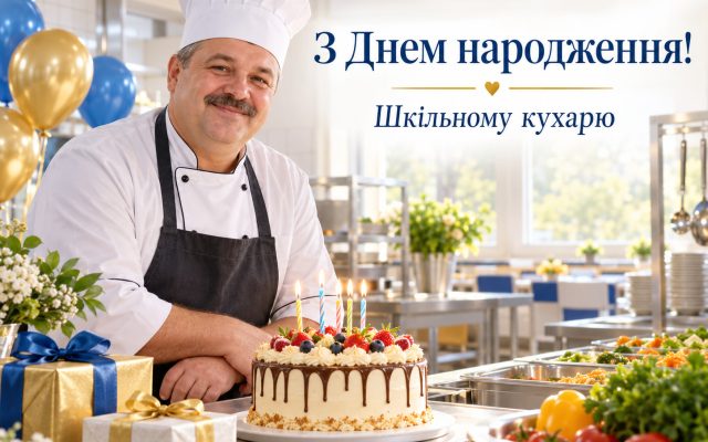 Привітання з днем народження шкільному кухарю — своїми словами, від колег, з професійним святом, короткі для листівки