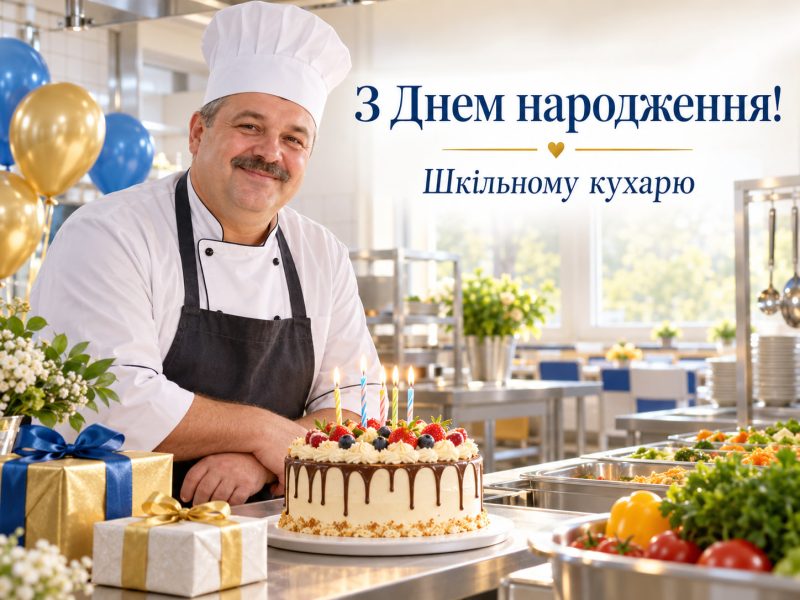 Привітання з днем народження шкільному кухарю — своїми словами, від колег, з професійним святом, короткі для листівки